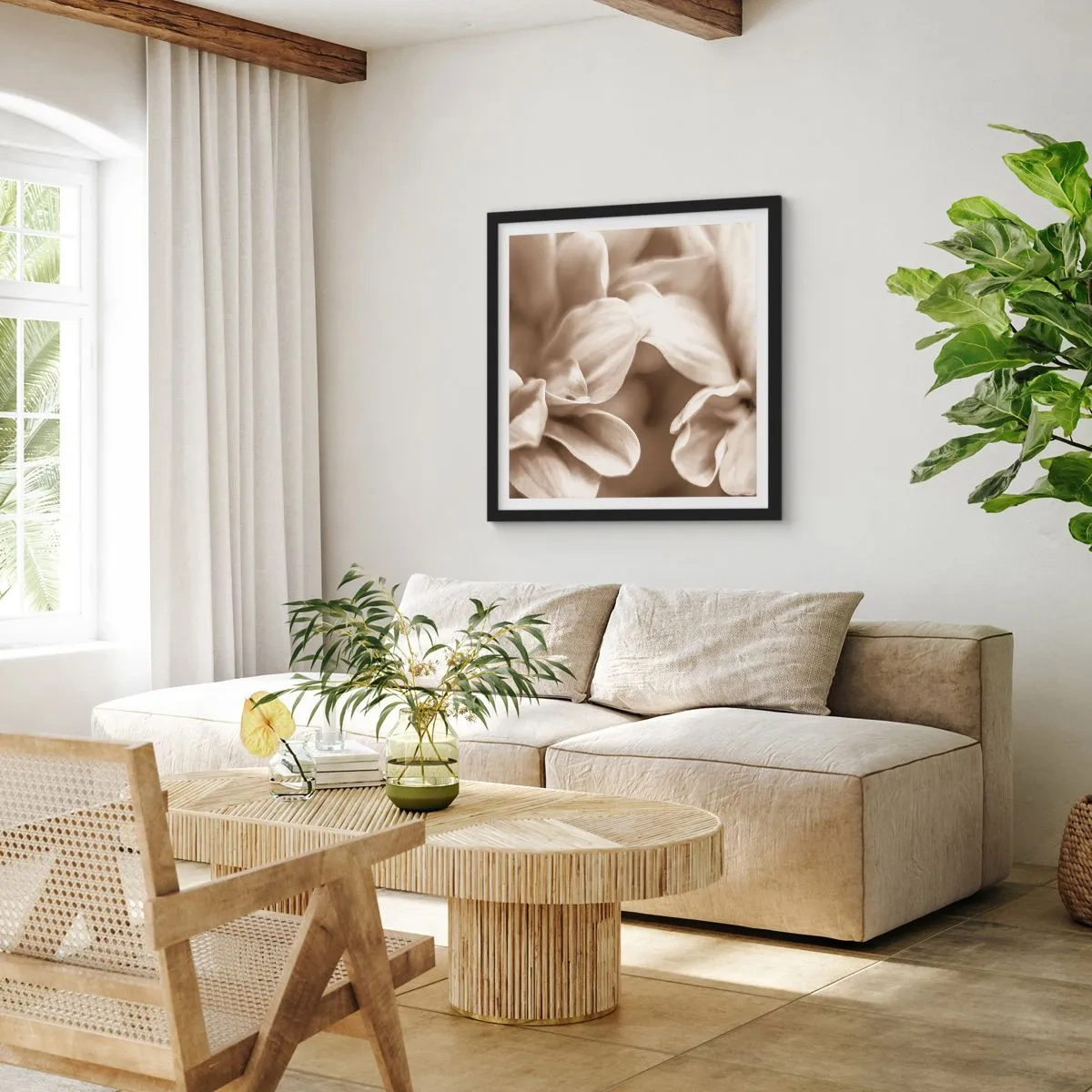 Poster in einem schwarzem Rahmen - So sanft wie ein Lächeln - 40x40 cm