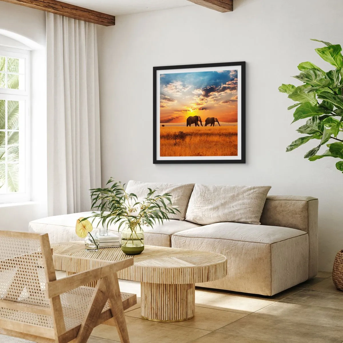Poster in einem schwarzem Rahmen - Familienspaziergang - 30x30 cm