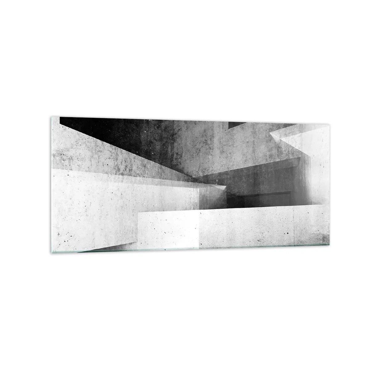 Glasbild - Bild auf glas - Geometrische Formen in einer monochromen Komposition - 120x50cm - Die Raumstruktur - Moderne Wanddekoration für Wohnzimmer und Schlafzimmer ARTTOR