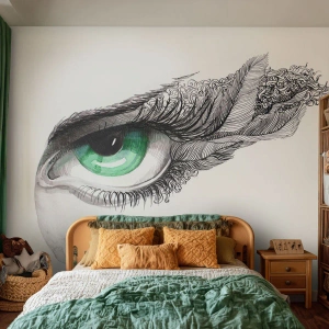 Fototapete Premium Sand - Schön und bereit zum Angriff - Abstraktion, Grafik, Auge - 200x140 cm