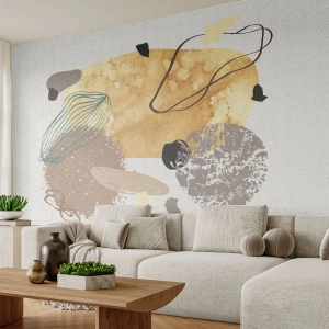 Fototapete Premium Sand - Beige und braune Abstraktion mit organischen Formen - 100x70cm - Angewandte Plumkologie - Moderne Wanddekoration für Wohnzimmer und Schlafzimmer ARTTOR