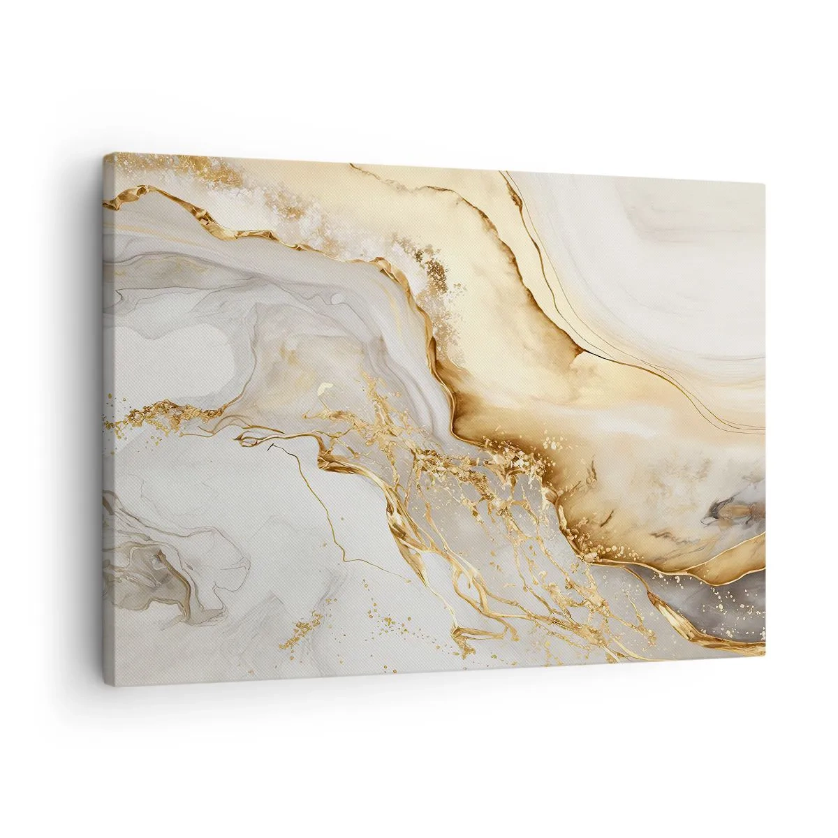 Bild auf Leinwand - Leinwandbild - Abstrakte Muster aus Gold und Marmor auf hellem Hintergrund - 70x50cm - Abstraktion: Schönheit und Güte - Moderne Wanddekoration für Wohnzimmer und Schlafzimmer ARTTOR