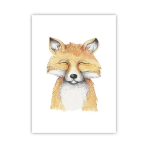 Poster - Eine bezaubernde Zeichnung eines lächelnden Fuchses in sanften Farben - 50x70cm - Fuchsstimmungen - Moderne Wanddekoration für Wohnzimmer und Schlafzimmer ARTTOR