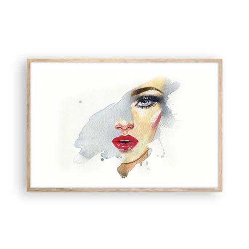 Poster in einem Rahmen aus heller Eiche - Abspiegeln in einem Wassertropfen - 91x61 cm