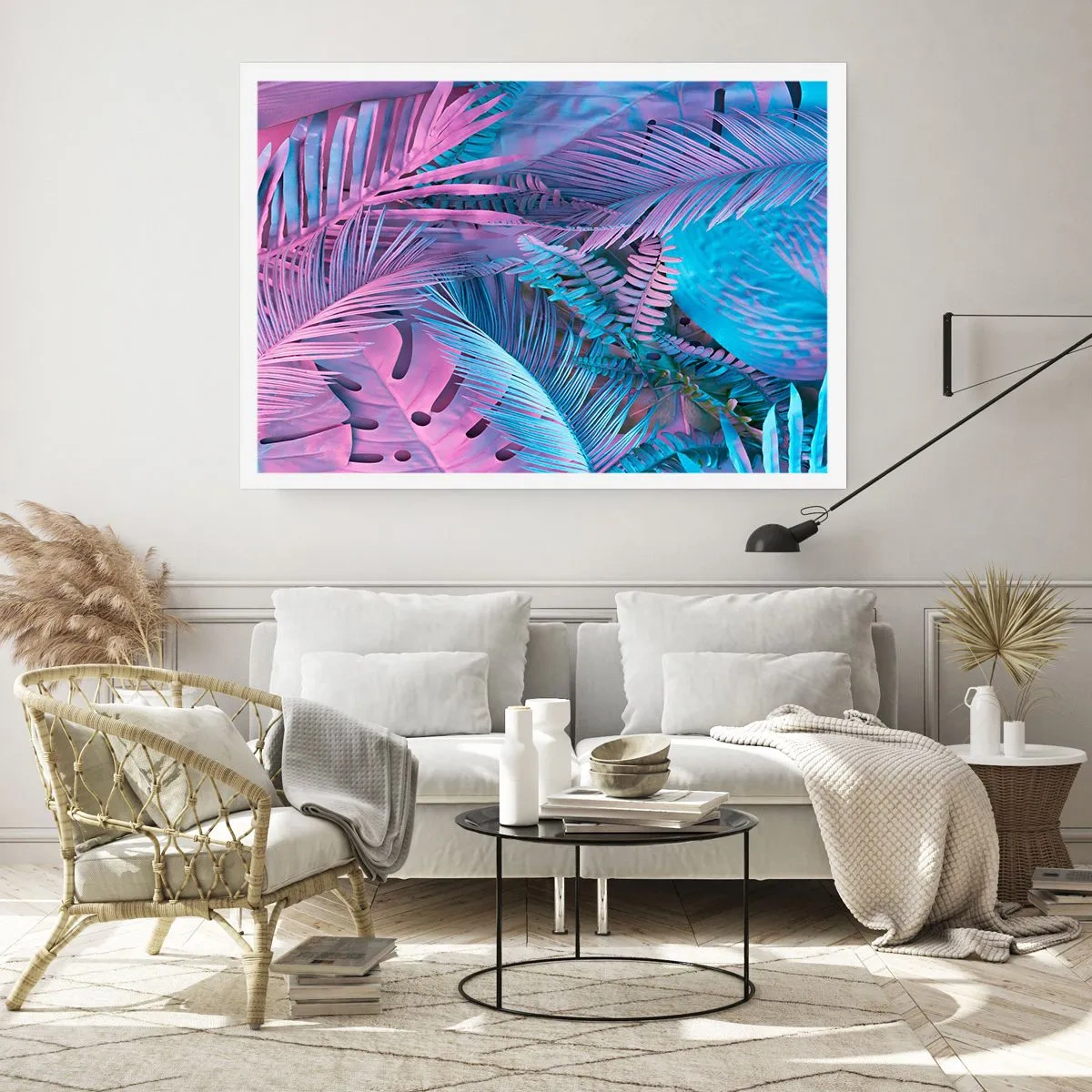 Poster - Tropen in Rosa und Blau - 50x40 cm