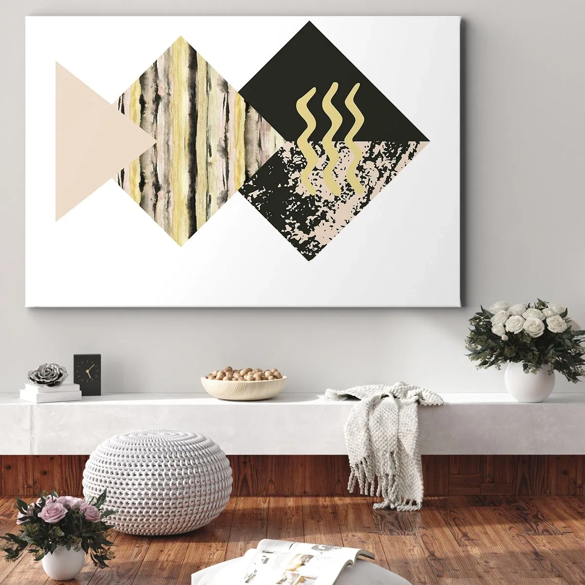 Bild auf Leinwand - Leinwandbild - Geometrische Formen mit abstrakten Mustern - 70x50cm - Es ist nicht so einfach - Moderne Wanddekoration für Wohnzimmer und Schlafzimmer ARTTOR