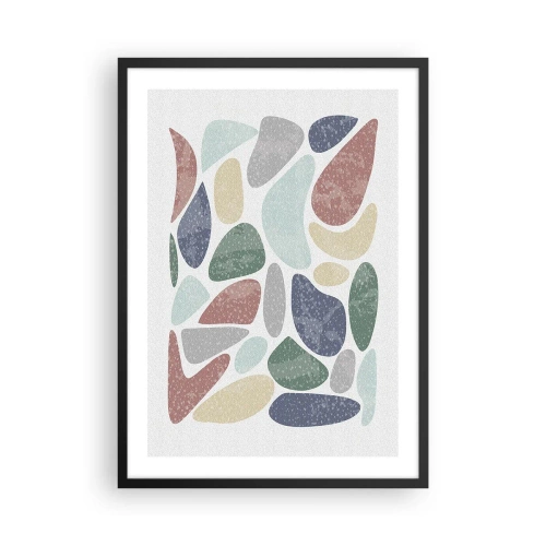 Poster in einem schwarzem Rahmen - Abstrakte Steine in Pastelltönen - 50x70cm - Mosaik aus pulverförmigen Farben - Moderne Wanddekoration für Wohnzimmer und Schlafzimmer ARTTOR