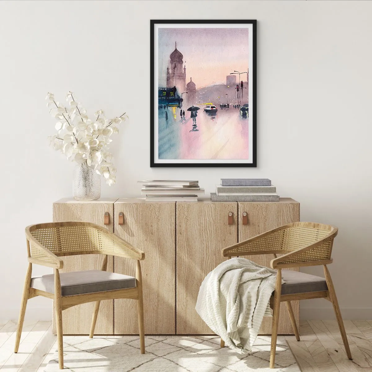 Poster in einem schwarzem Rahmen - Im regnerischen Dunst - 70x100 cm