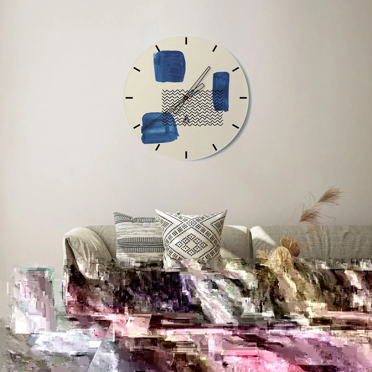 Wanduhr - Glasuhr - Ein abstraktes Quartett - 40x40 cm