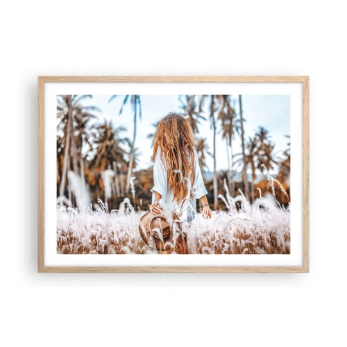 Poster in einem Rahmen aus heller Eiche - Geboren aus Grasflaum - 70x50 cm