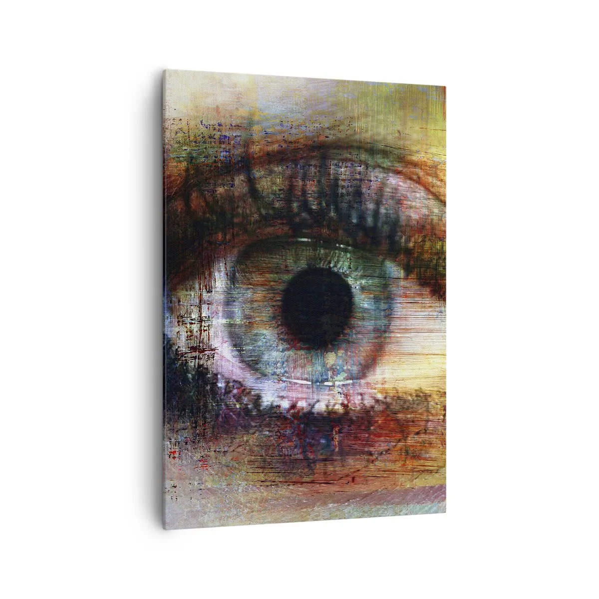 Bild auf Leinwand - Leinwandbild - Künstlerisches Auge in mehrfarbiger Abstraktion - 70x100cm - Du kannst in die Seele sehen - Moderne Wanddekoration für Wohnzimmer und Schlafzimmer ARTTOR