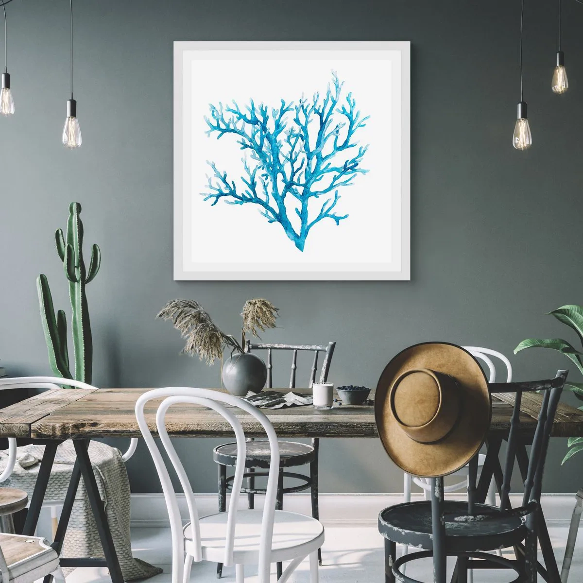 Poster in einem weißen Rahmen - Nautisches Filigran - 40x40 cm