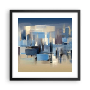 Poster in einem schwarzem Rahmen - Blaue Konstruktion - 40x40 cm