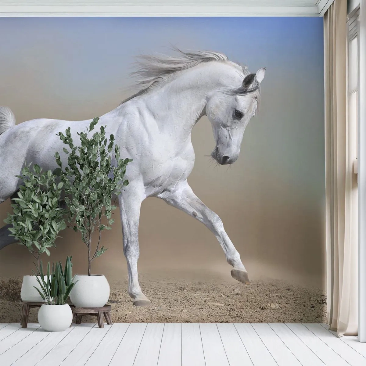 Fototapete Premium Sand - Die schönste arabische Sage - Pferd, Tiere, Galopp - 250x175 cm