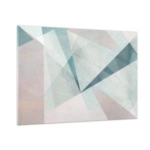Glasbild - Bild auf glas - Geometrische Formen in Pastelltönen von Grün und Blau - 100x70cm - Einfach aber dynamisch - Moderne Wanddekoration für Wohnzimmer und Schlafzimmer ARTTOR