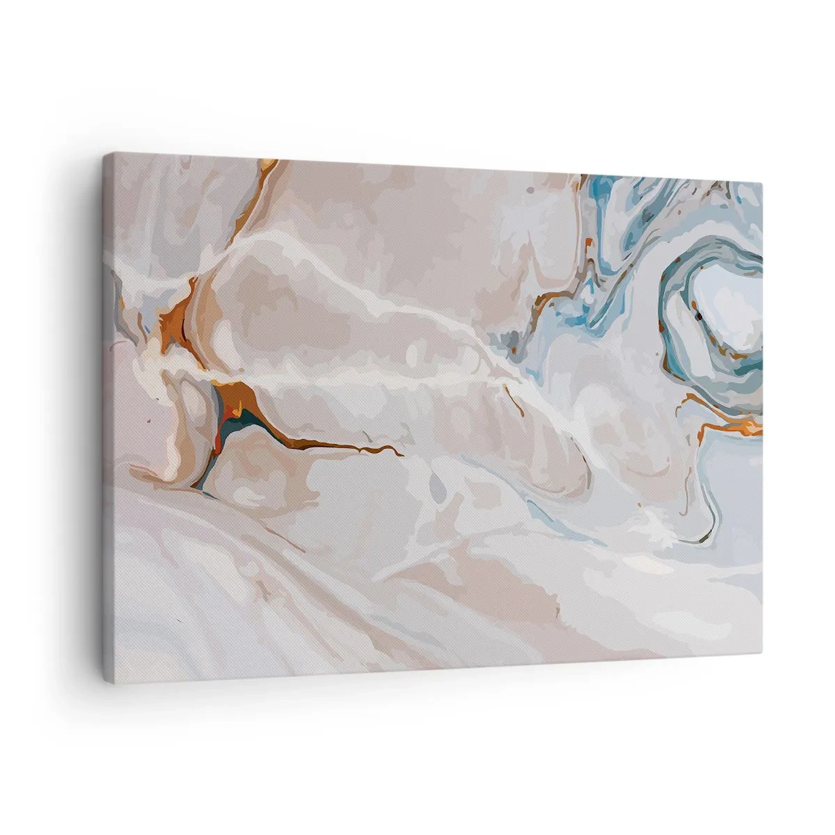 Bild auf Leinwand - Leinwandbild - Abstraktes Muster in Weiß- und Blautönen - 70x50cm - Blau schlängelt sich unter dem Weiß - Moderne Wanddekoration für Wohnzimmer und Schlafzimmer ARTTOR