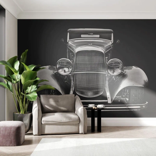 Selbstklebende Fototapete Deluxe Sticker - Wahrer Gentleman - Retro, Auto, Klassisch - 200x140 cm
