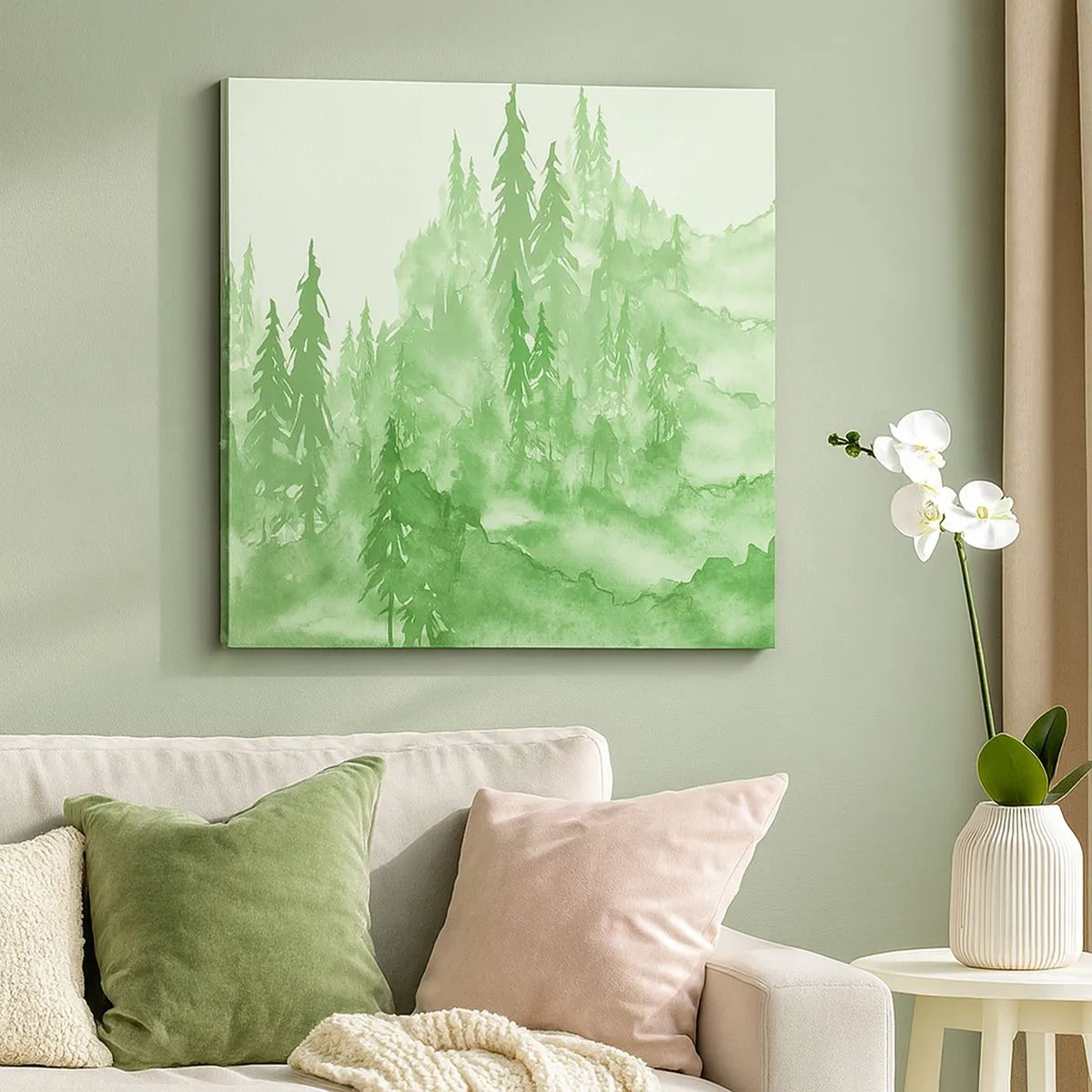 Bild auf Leinwand - Leinwandbild - Verschwommen mit grünem Nebel - 30x30 cm