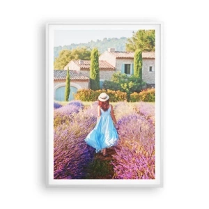 Poster in einem weißen Rahmen - Lavendel Mädchen - 70x100 cm
