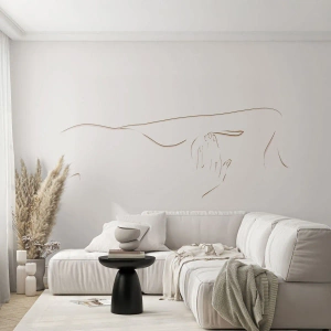 Fototapete Standard Eco - Eine minimalistische Zeichnung eines weiblichen Körpers auf hellem Hintergrund. - 100x70cm - Die Form des Verlangens - Moderne Wanddekoration für Wohnzimmer und Schlafzimmer ARTTOR
