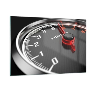 Glasbild - Bild auf glas - Drehzahlmesser in einem Sportwagen mit roter Anzeige - 120x80cm - Vollgas! - Moderne Wanddekoration für Wohnzimmer und Schlafzimmer ARTTOR