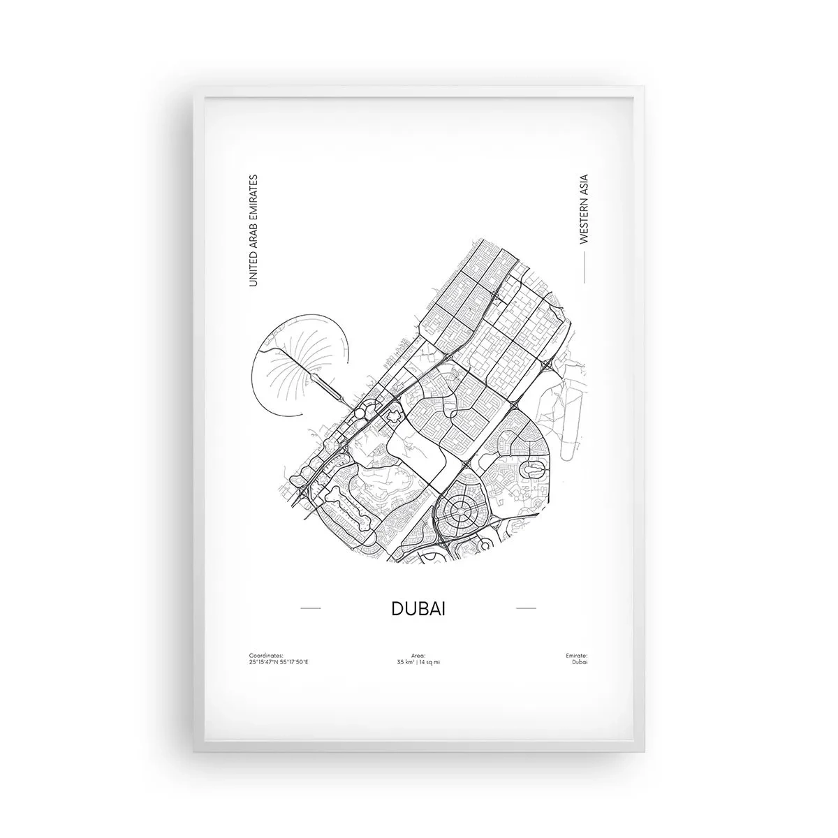 Poster in einem weißen Rahmen - Anatomie von Dubai - 61x91 cm