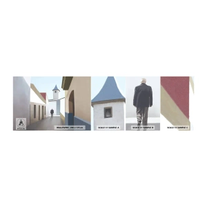 Fototapeten Muster Selbstklebend Deluxe Sticker - Sonniger Spaziergang - Pastell, Gebäude, Die Architektur - 100x30 cm