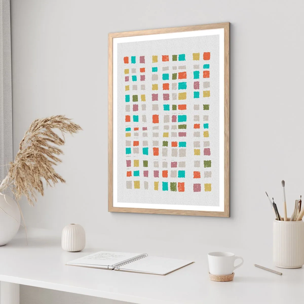 Poster in einem Rahmen aus heller Eiche - Unbekanntes Spiel - 70x100 cm