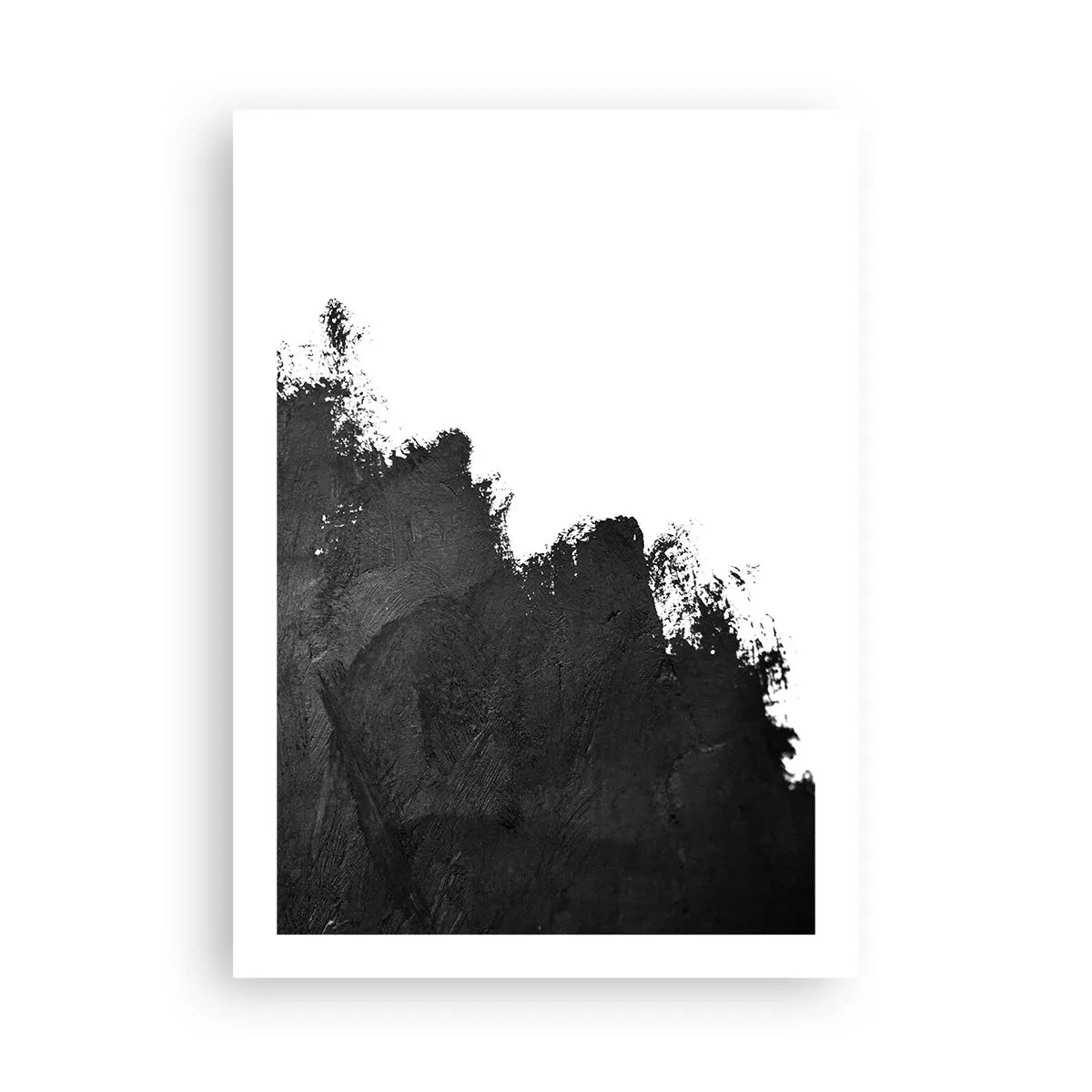 Poster - Minimalistische Abstraktion mit schwarzem Akzent auf weißem Hintergrund - 50x70cm - Elemente: Erde - Moderne Wanddekoration für Wohnzimmer und Schlafzimmer ARTTOR