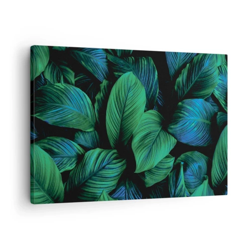 Bild auf Leinwand - Leinwandbild - Grüne Blätter im minimalistischen Stil - 70x50cm - In der grünen Menge - Moderne Wanddekoration für Wohnzimmer und Schlafzimmer ARTTOR