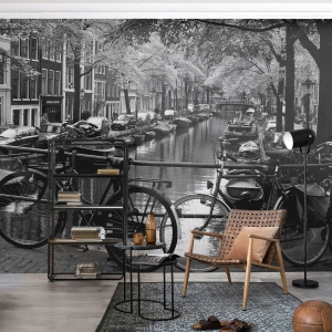 Fototapete Standard Eco - Ein sehr holländischer Anblick - Amsterdam, Fahrrad, Die Architektur - 400x280 cm