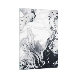 Glasbild - Bild auf glas - Monochromatische abstrakte Wellen in Schwarz- und Weißtönen - 50x70cm - Das Innere der Erde - Moderne Wanddekoration für Wohnzimmer und Schlafzimmer ARTTOR