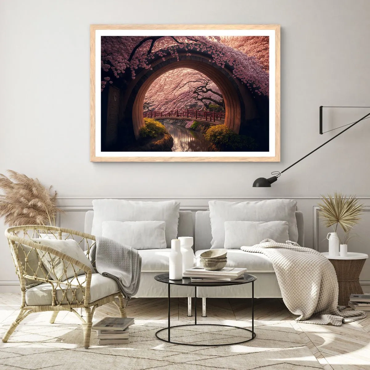 Poster in einem Rahmen aus heller Eiche - Japanischer Frühling - 40x30 cm