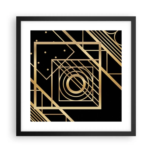 Poster in einem schwarzem Rahmen - Goldene Geometrie - 40x40 cm