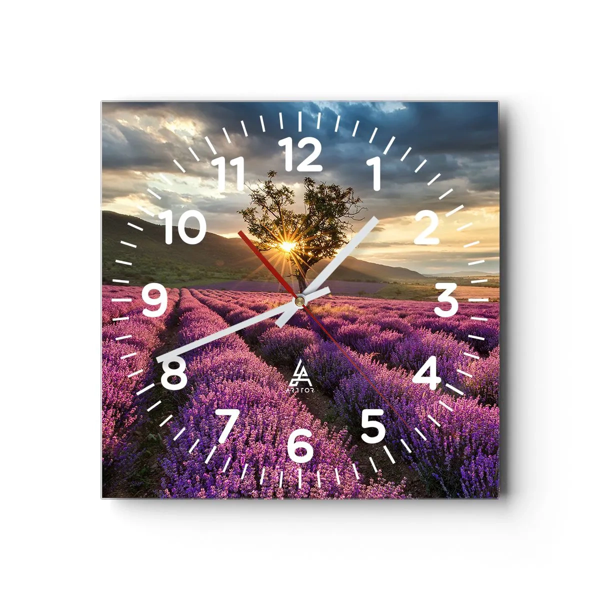 Wanduhr - Glasuhr - Fliederfarbenes Aroma - 30x30 cm