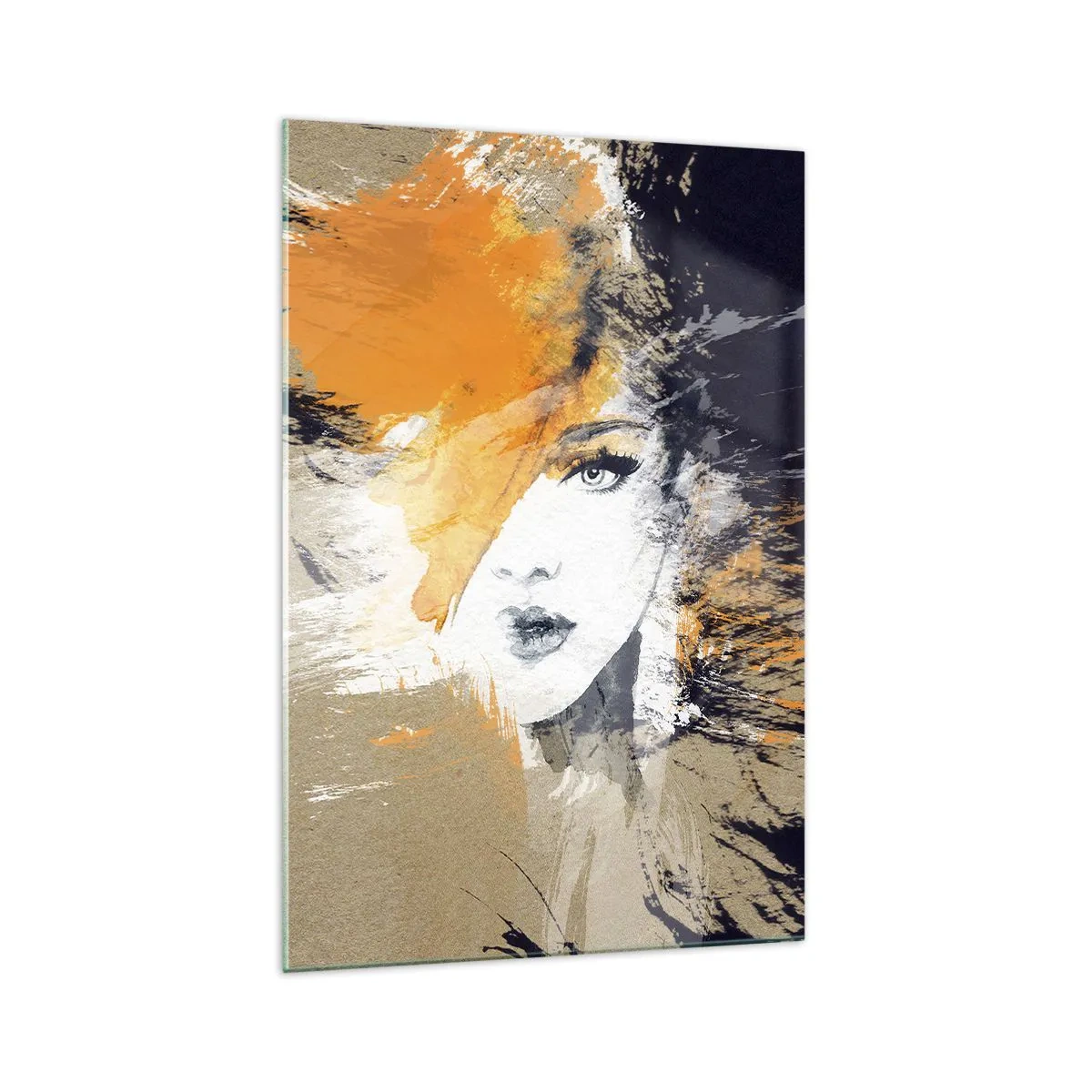 Glasbild - Bild auf glas - Abstraktes Frauenporträt mit intensiven Farben - 70x100cm - Und es ist Licht - Moderne Wanddekoration für Wohnzimmer und Schlafzimmer ARTTOR