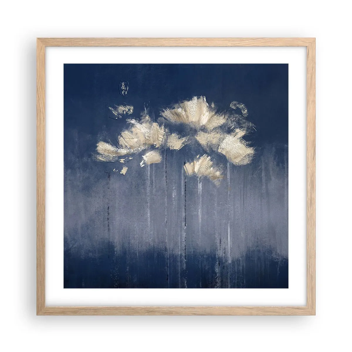 Poster in einem Rahmen aus heller Eiche - Wie Blütenblätter im Wind - 50x50 cm