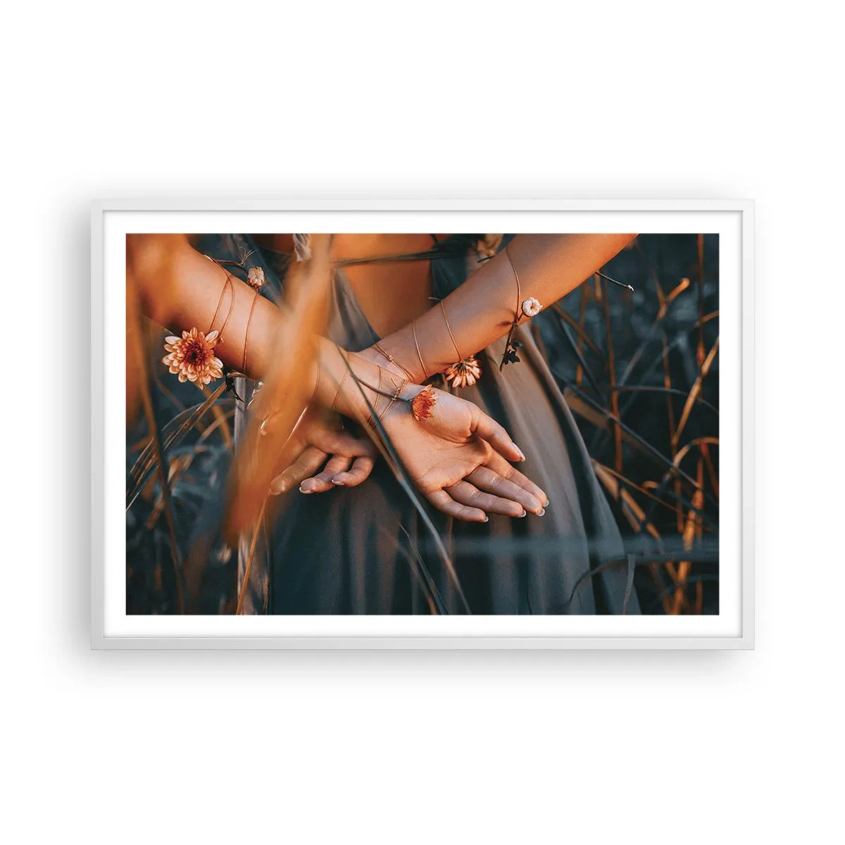 Poster in einem weißen Rahmen - Verbunden mit der Natur - 91x61 cm