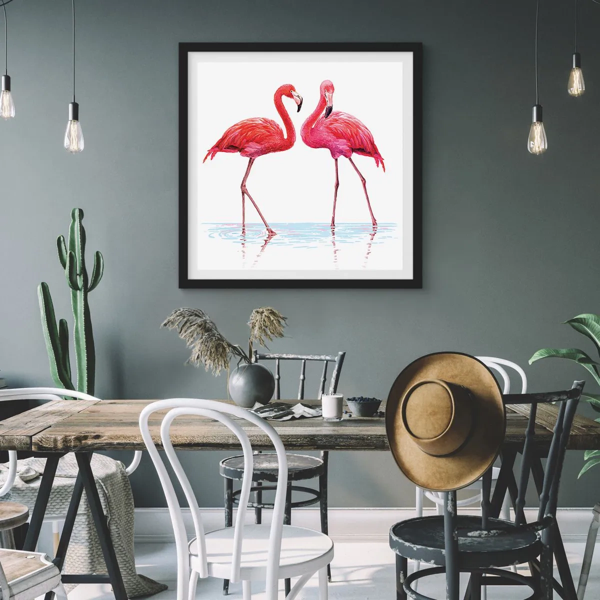 Poster in einem schwarzem Rahmen - Rosa randez-vous - 60x60 cm