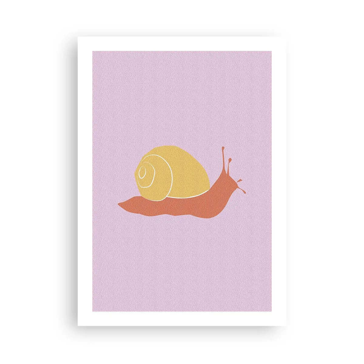 Poster - Minimalistische Schneckengrafik auf pastellfarbenem Hintergrund - 50x70cm - Es gibt keine Eile - Moderne Wanddekoration für Wohnzimmer und Schlafzimmer ARTTOR