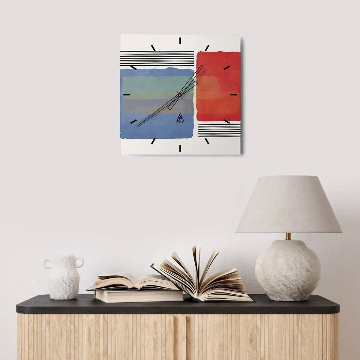 Wanduhr - Glasuhr - Der Geist und der Buchstabe der Geometrie - 30x30 cm