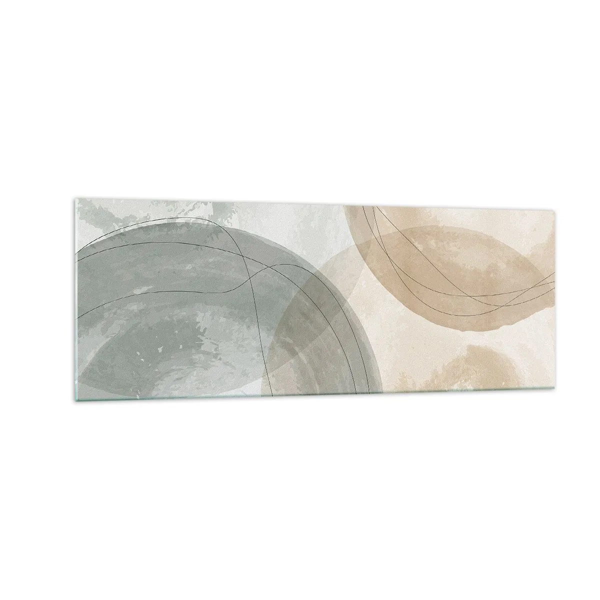 Glasbild - Bild auf glas - Abstrakte Komposition in Pastellfarben mit Linien - 140x50cm - Welten durchdringen - Moderne Wanddekoration für Wohnzimmer und Schlafzimmer ARTTOR