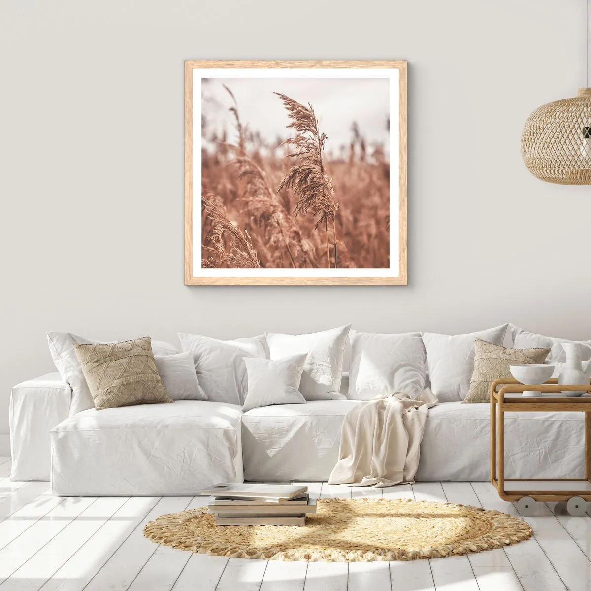 Poster in einem Rahmen aus heller Eiche - Auf den Feldern ist es schon Herbst - 60x60 cm