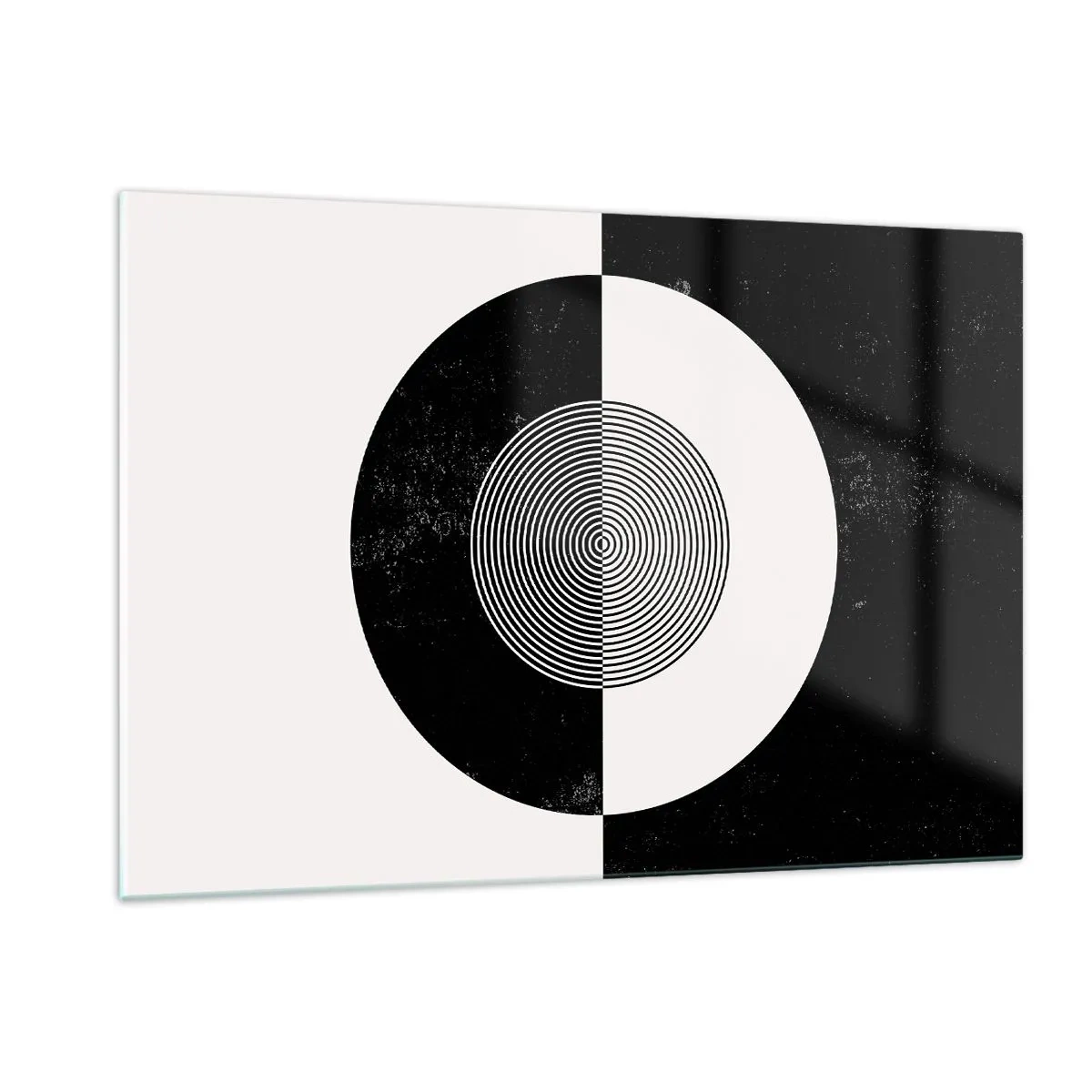 Glasbild - Bild auf glas - Geometrisches Muster aus schwarz-weißer Symmetrie - 120x80cm - Harmonie in Schwarz und Weiß - Moderne Wanddekoration für Wohnzimmer und Schlafzimmer ARTTOR
