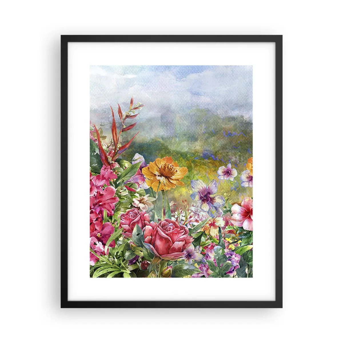 Poster in einem schwarzem Rahmen - Ein Garten, der verrückt geworden ist - 40x50 cm