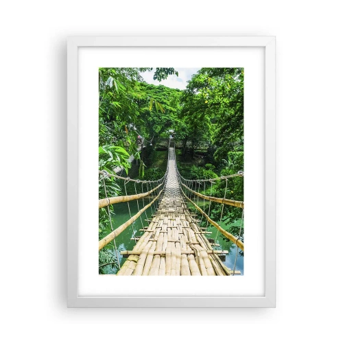 Poster in einem weißen Rahmen - Monkey Bridge über das Grün - 30x40 cm