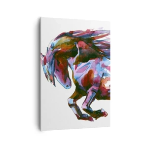 Bild auf Leinwand - Leinwandbild - Ein Pferd in dynamischen abstrakten Farben symbolisiert Freiheit - 70x100cm - In Verzückung - Moderne Wanddekoration für Wohnzimmer und Schlafzimmer ARTTOR