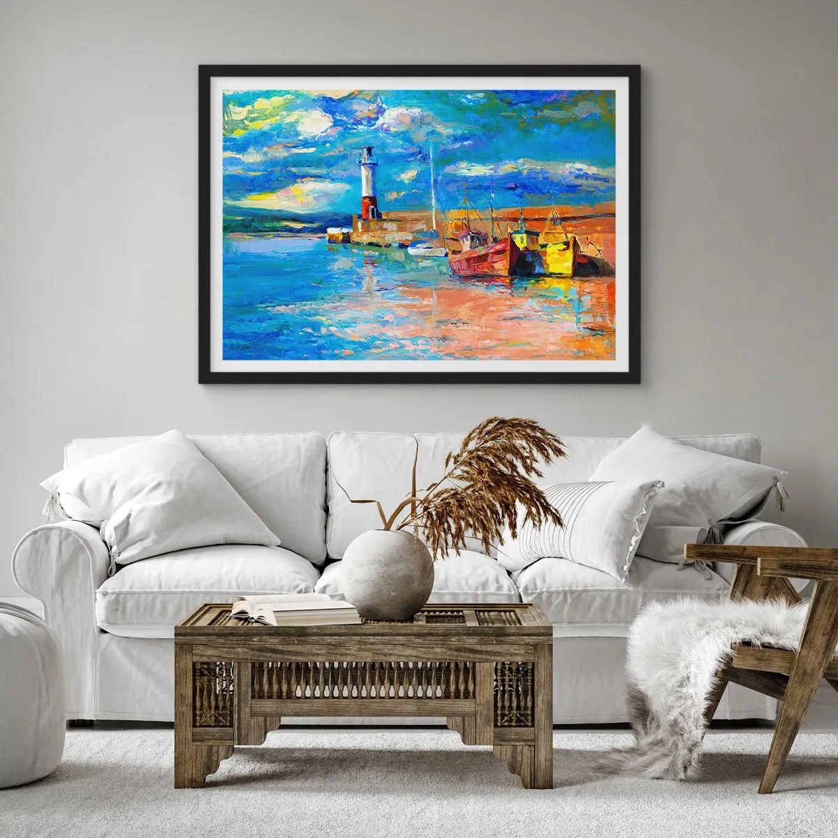 Poster in einem schwarzem Rahmen - Ein Nachmittag in der Regenbogenbucht - 50x40 cm