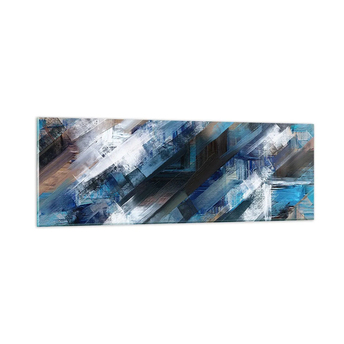 Glasbild - Bild auf glas - Auf einer blauen Diagonale - 90x30 cm