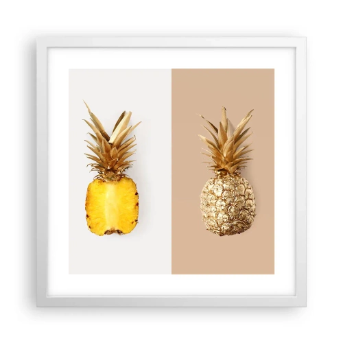 Poster in einem weißen Rahmen - Ananas für uns - 40x40 cm